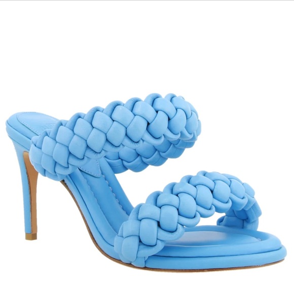 Alexandre Birman Shoes - ALEXANDRE BIRMAN Francis Braided Leather Mules Aquarius Blue Size 9